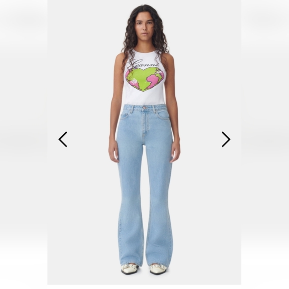 GANNI Denim Betzy High Rise Bootcut Jeans Organic Cotton  Blue Stone 26W/32L 90s - Picture 1 of 8